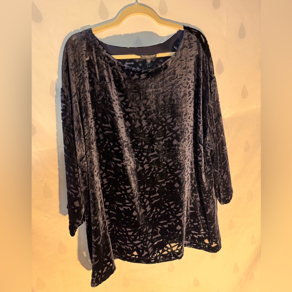 NWOT Eileen Fisher Plus 2X Burnout 3/4 Sleeve Shirt Blouse